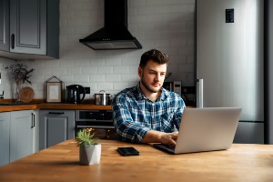 man working from home