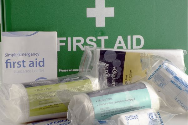 first aid kit and bandages